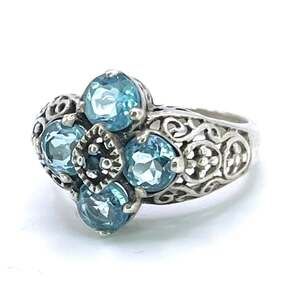Vintage Designer CNA Blue Topaz Sapphire Sterling Silver Ring | Size 6.5